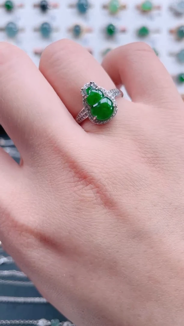 银S925镶嵌戒指翡翠天然翡翠