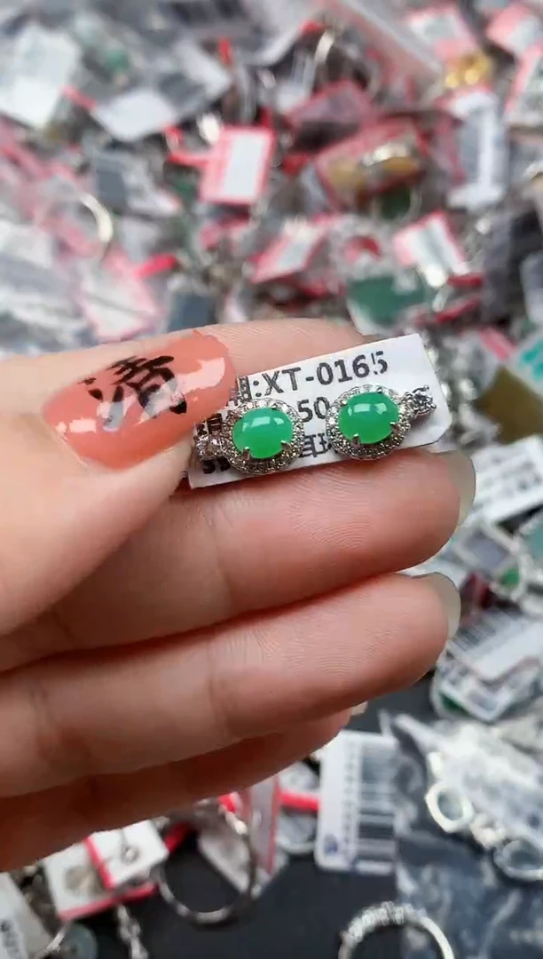 银S925镶嵌戒指翡翠天然A货缅甸翡翠