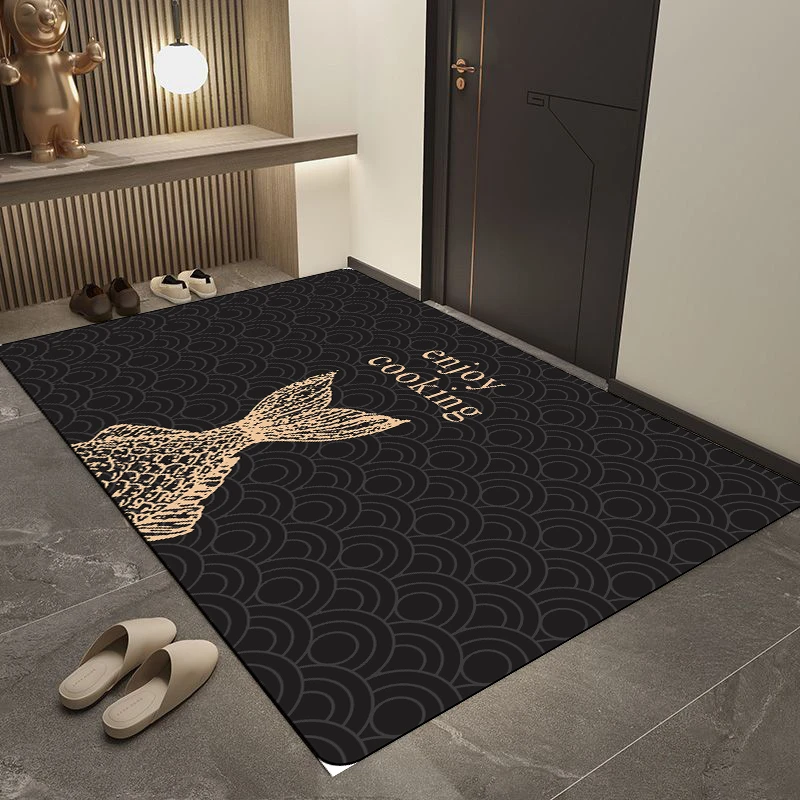 【深色鱼尾80*140cm】硅藻泥地毯厨房走廊防滑可剪吸水垫