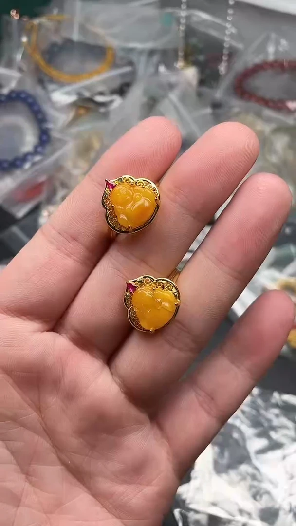 未镶嵌蜜蜡戒指多样性发货拍一发一