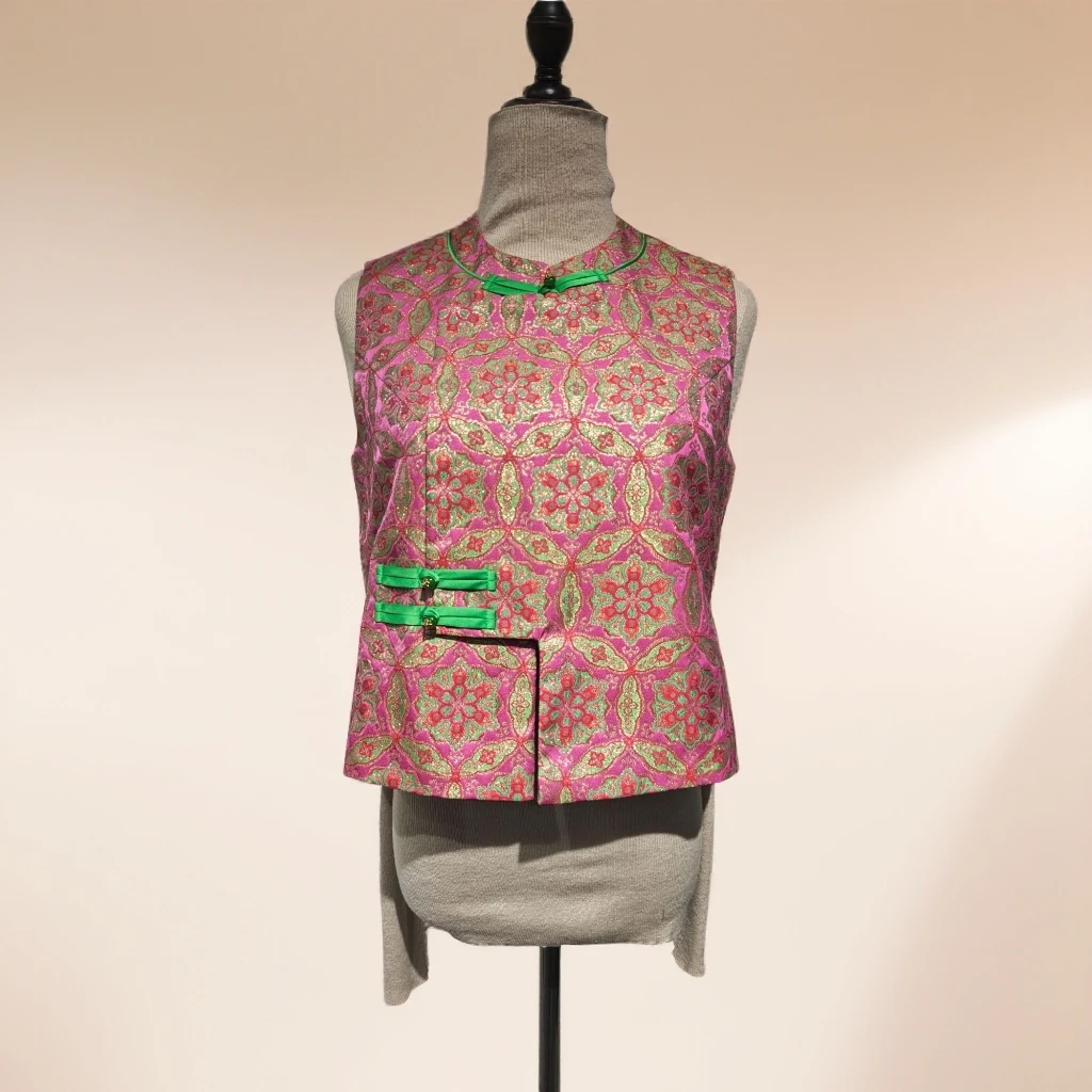 【宝相如意】马甲四季通用斜襟宋锦织锦提花