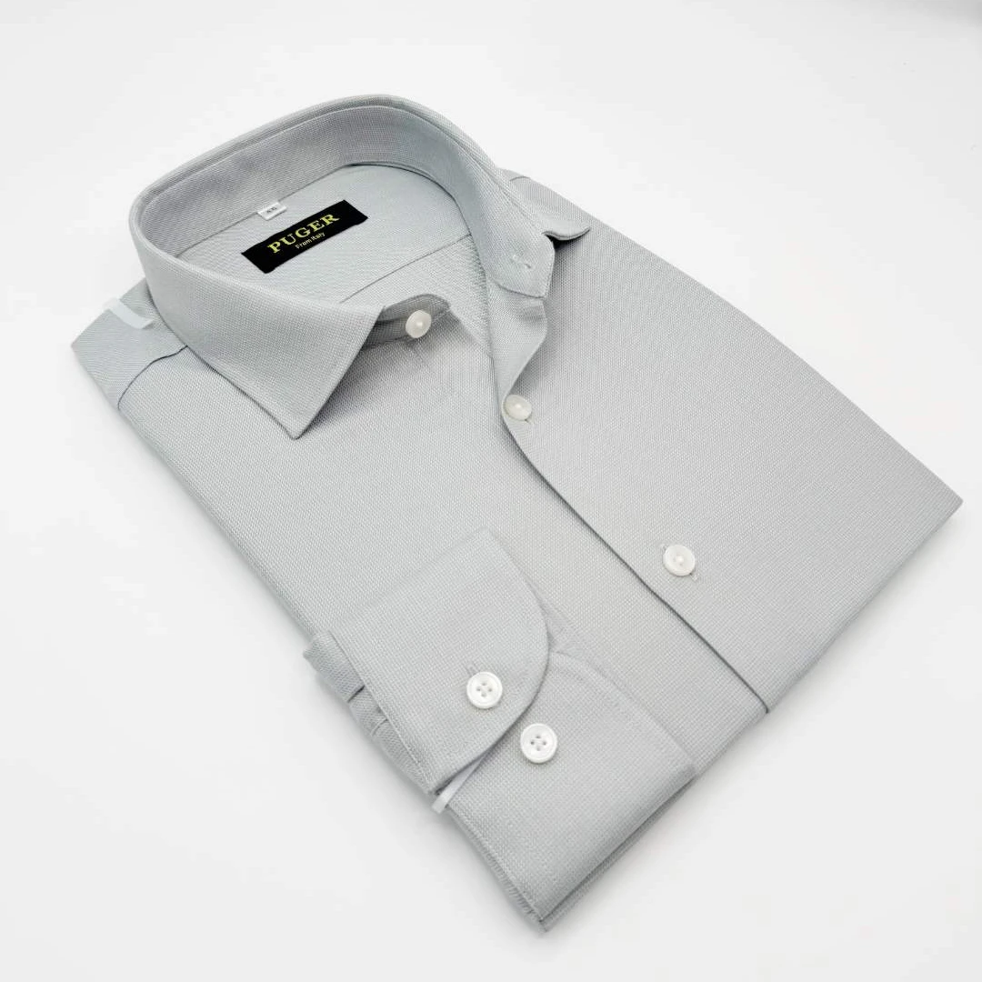 PUGER/普格尔绵羊毛桑蚕丝秋冬保暖商务休闲轻奢男士衬衫