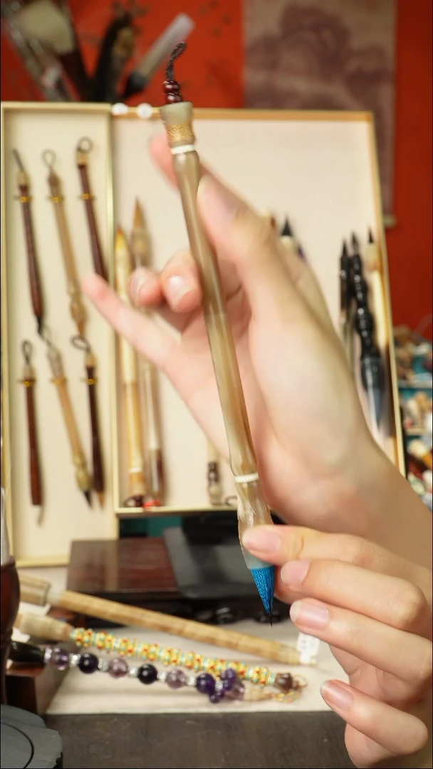 孤品高货毛笔链接 清水试笔 蘸墨不退