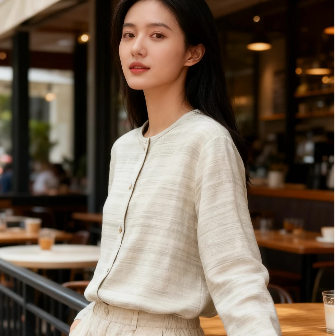 【以晴.高定】收藏级孤品天然纺织老料柞蚕丝上衣透气时尚百搭休闲