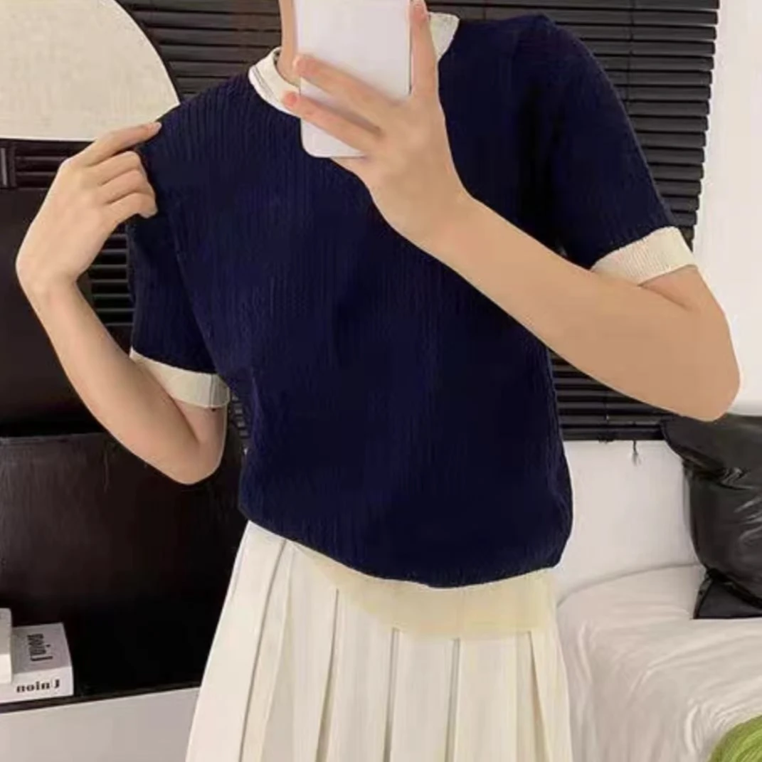 8269-莱赛尔小香短袖上衣（上青）