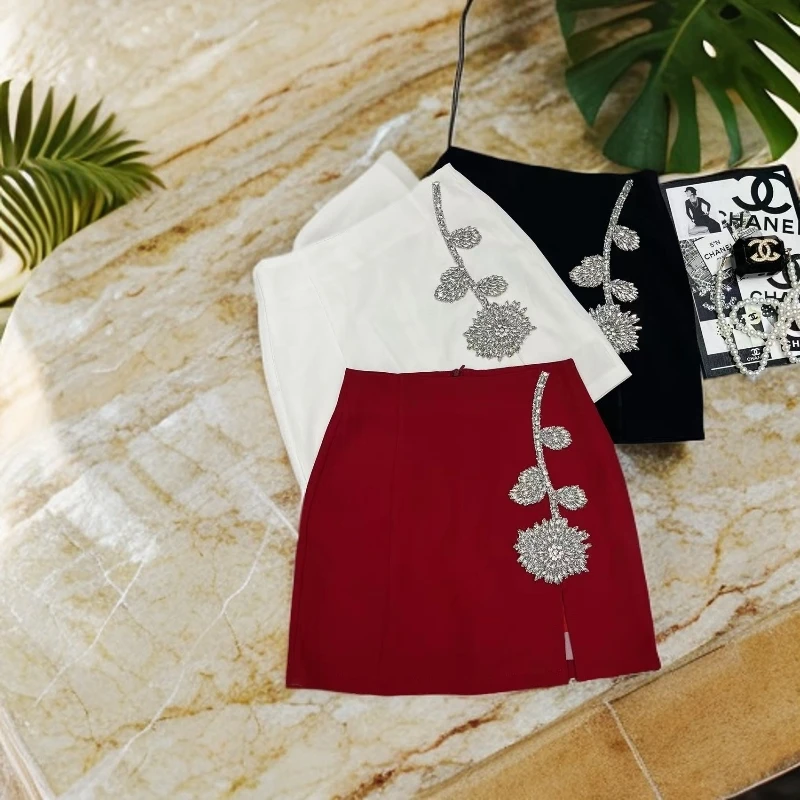 2025新款时尚夏季女士修身高腰显瘦百搭阔挺A字半身裙8821