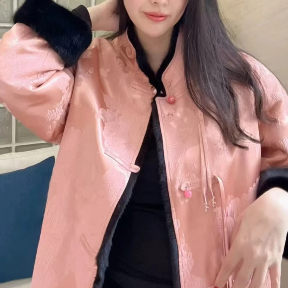 【新中式国风】  双面穿重磅提花国风冬款外套18227—垚垚玫瑰仓