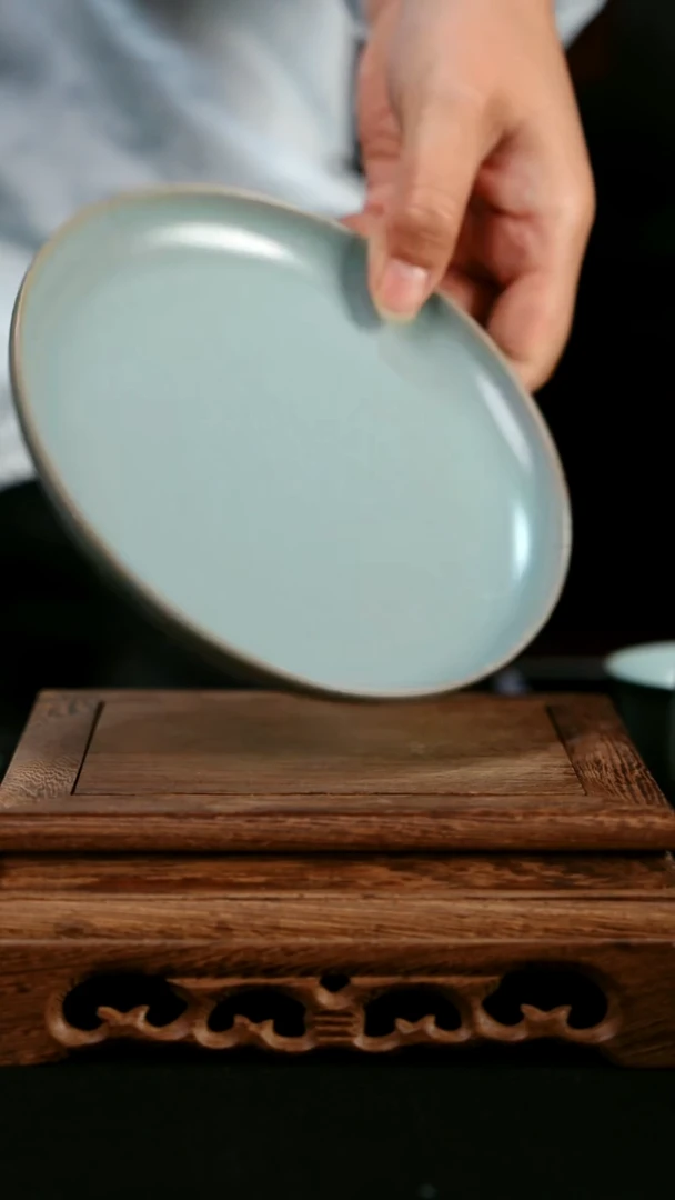 摆件陶青霁汝窑仿古釉  微瑕