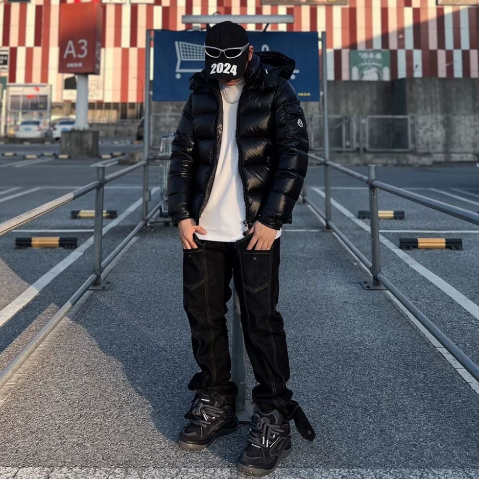 未使用 MONCLER 盟可睐蒙口黑色maya防水保暖短款休闲连帽羽绒服
