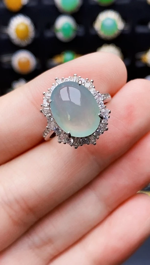 银S925镶嵌戒指翡翠6180