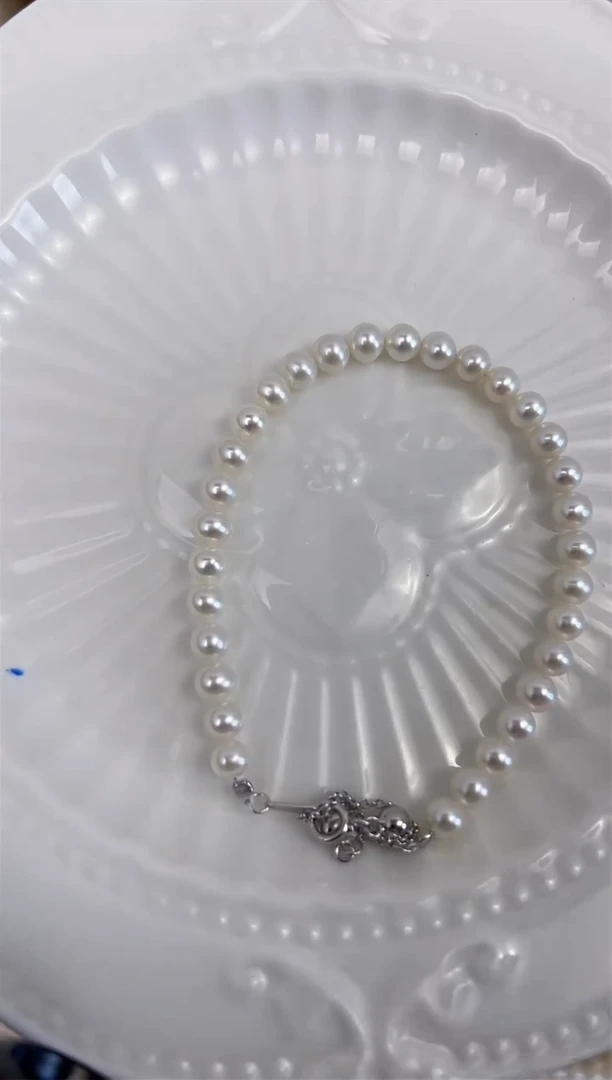 淡水珍珠手绳银S925镶嵌4.5-5mm手链