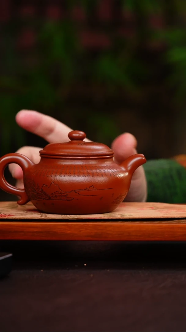茶壶紫砂仿古 微刻