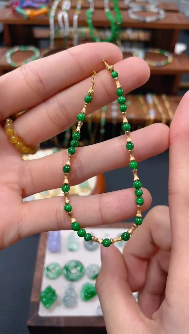 【闪购商品】翡翠套链18K金镶嵌多样性发货一个  JK523