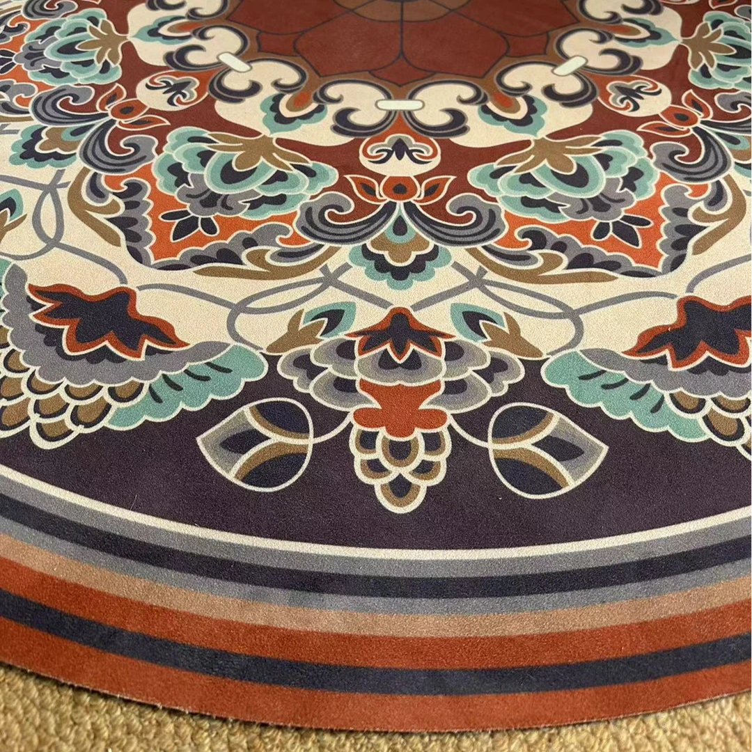 中国风敦煌 阴瑜伽垫 麂皮绒天然橡胶垫