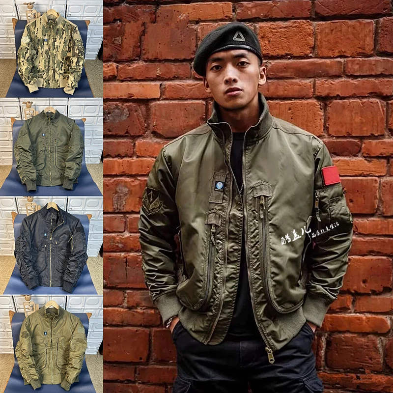 重磅金属尼龙MA1飞行员棒球服秋冬男士加厚工装轰炸机棉夹克外套