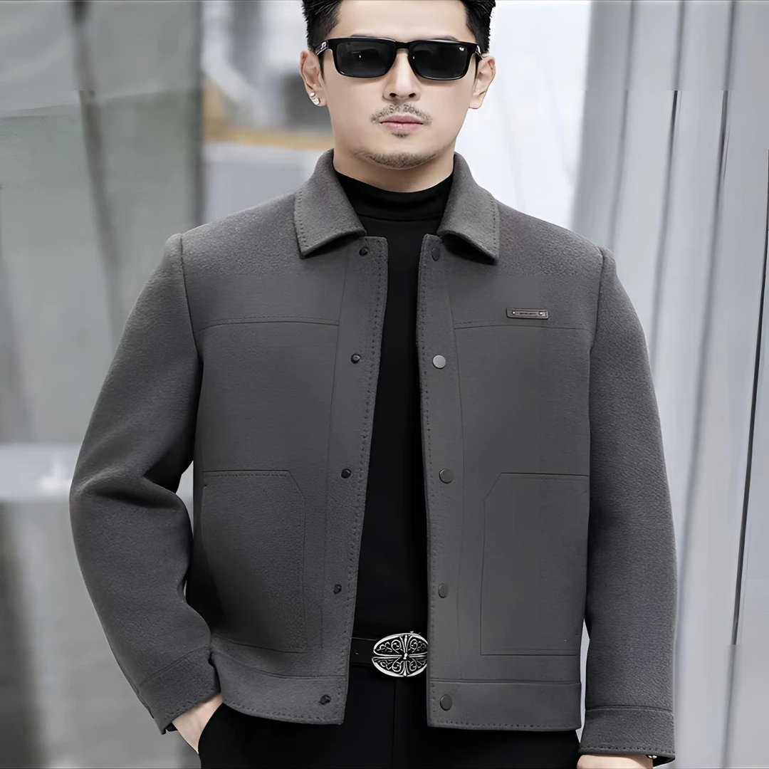 【直播亏米甩】秋冬季男士双面绵羊毛翻领外套时尚休闲毛呢商务上衣