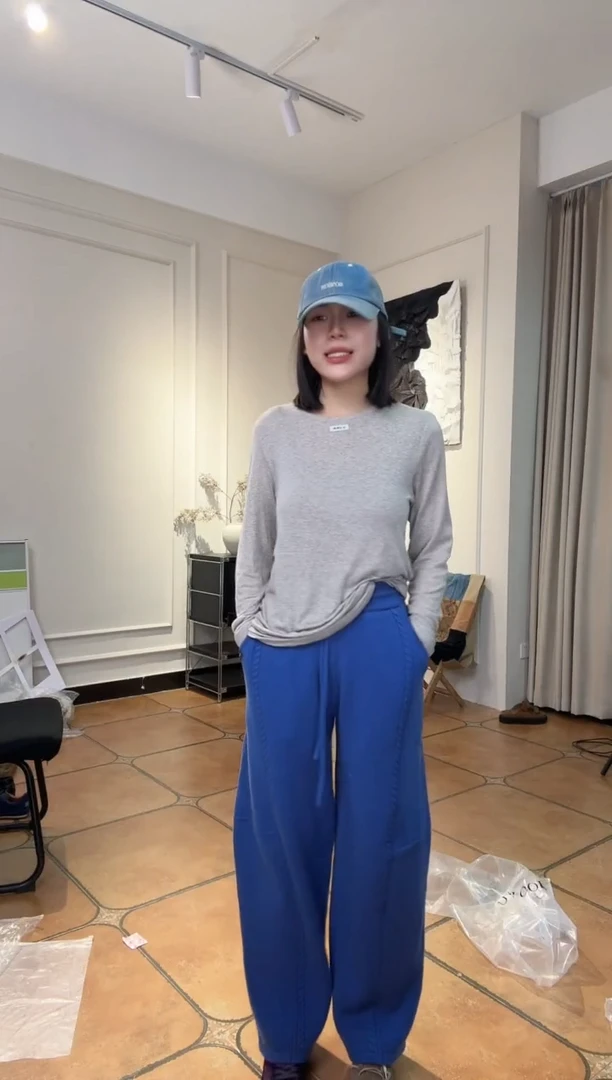 风**盹设计师品牌新款蓝色长裤