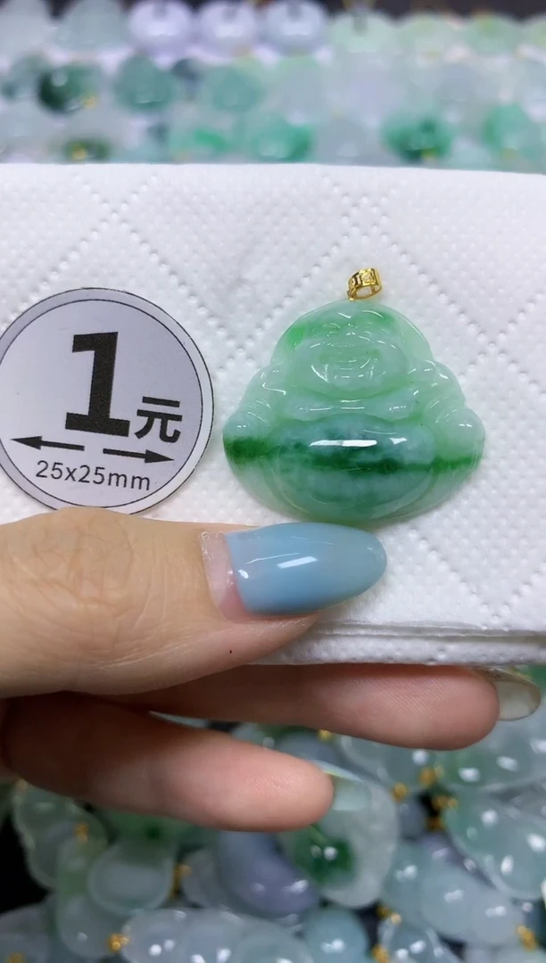 翡翠18K金镶嵌颈饰天然翡翠A货