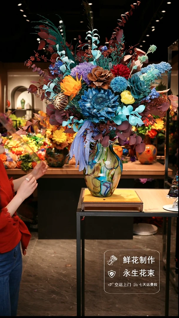 手工艺品琉璃手工花器花束空运包邮送货上门-以图片为准
