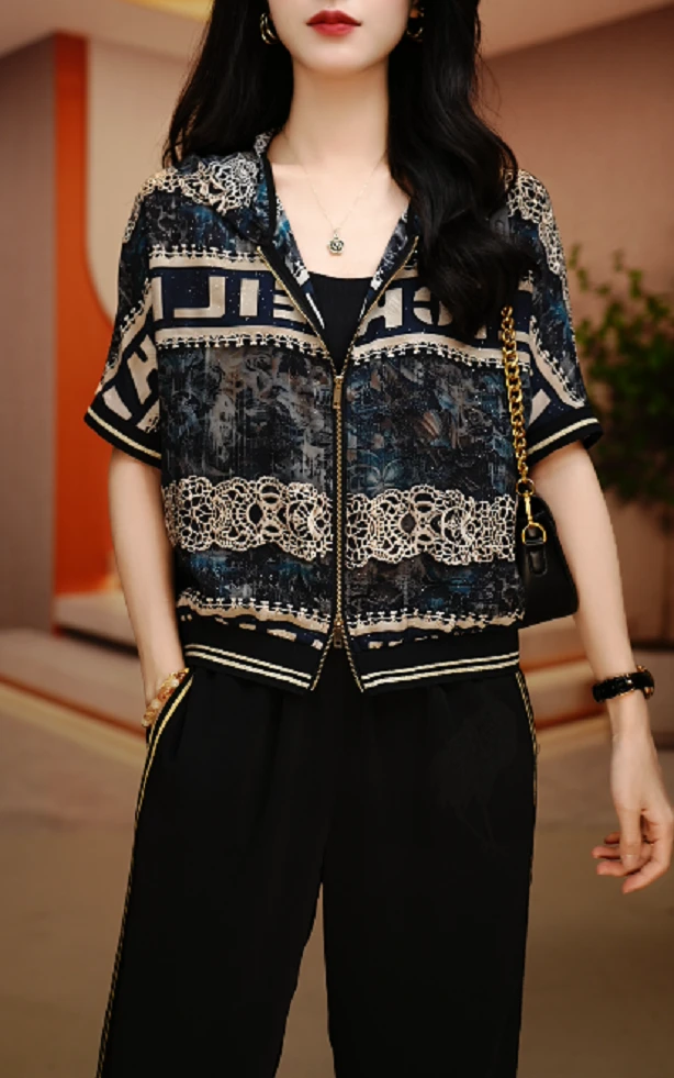 睿雅条纹-2025 新款夏季遮阳舒适百搭减龄优雅轻奢气质套装