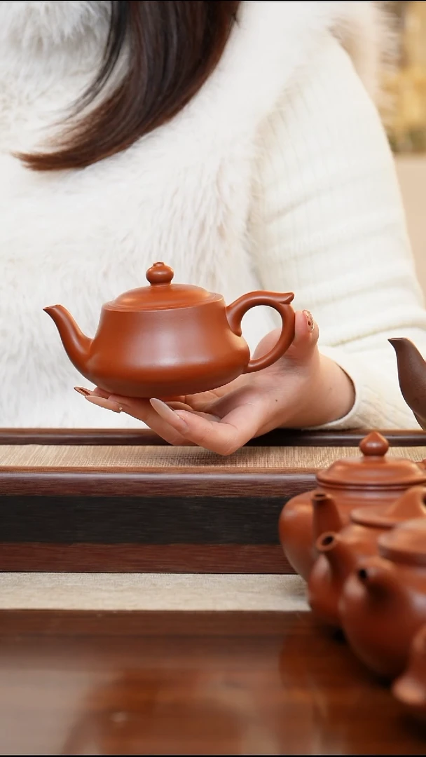 朱泥鸿运当头200cc宜兴手工紫砂壶