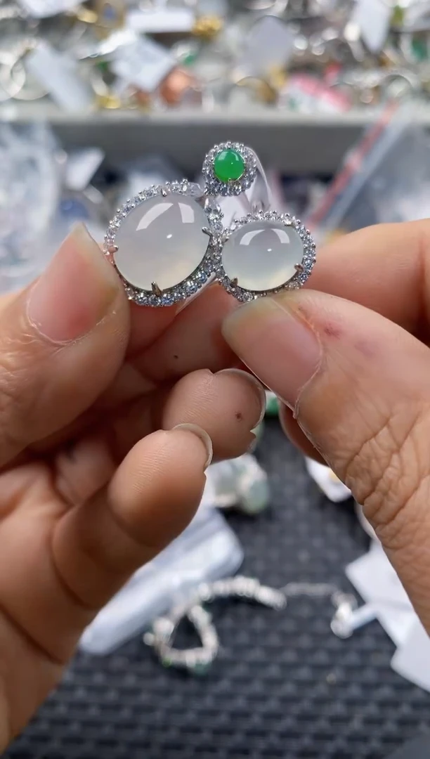 银S925镶嵌戒指翡翠999---5