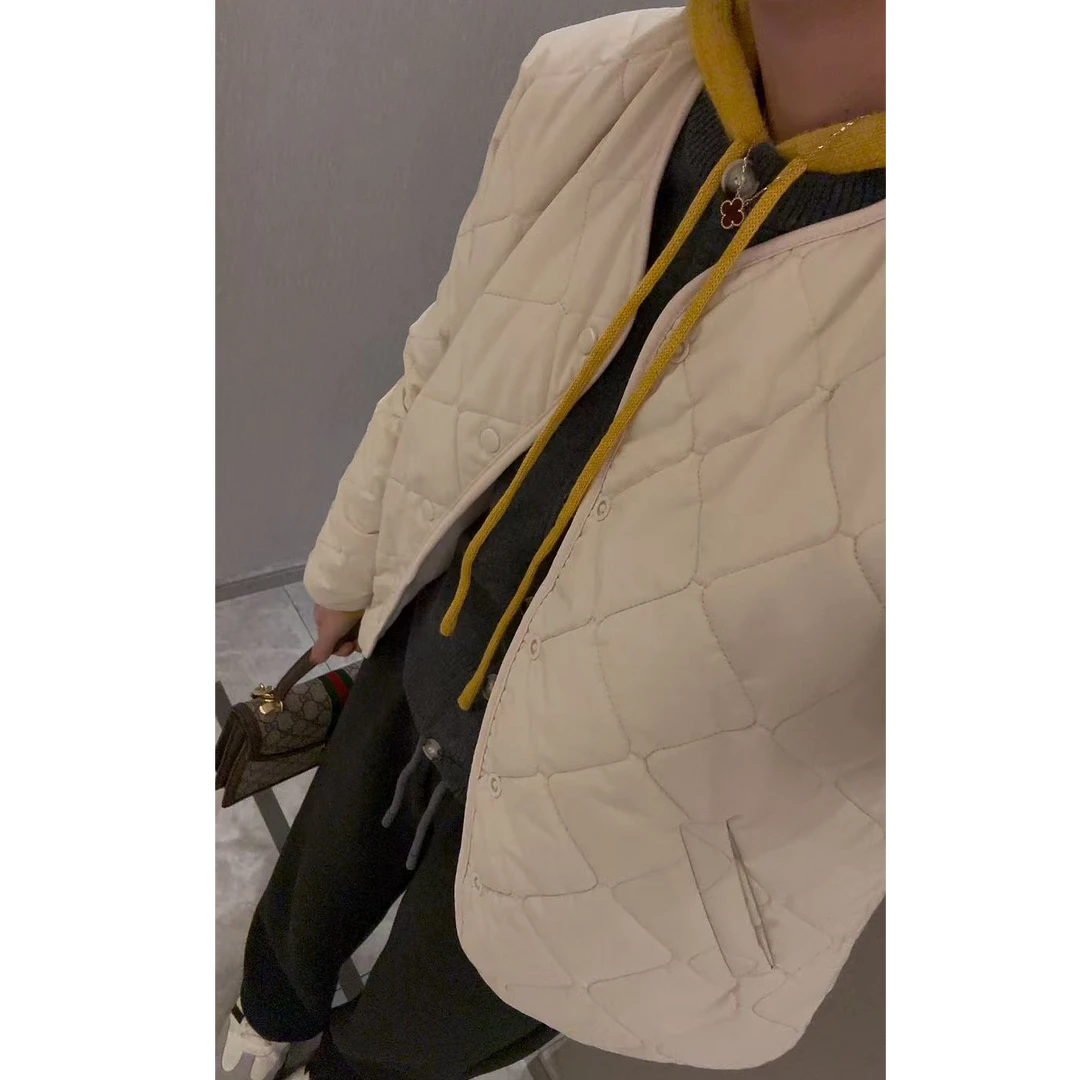 两面穿~菱格加绒柔软保暖棉服外套