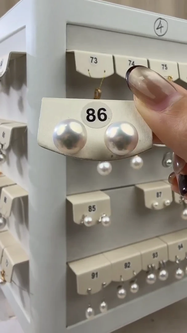 银S925镶嵌耳饰淡水珍珠10-11mm素钉