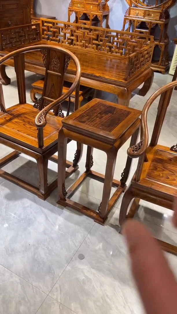 木皇宫椅三件套家具