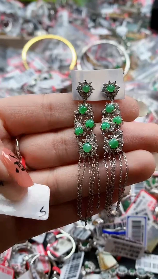 银S925镶嵌戒指翡翠天然A货缅甸翡翠