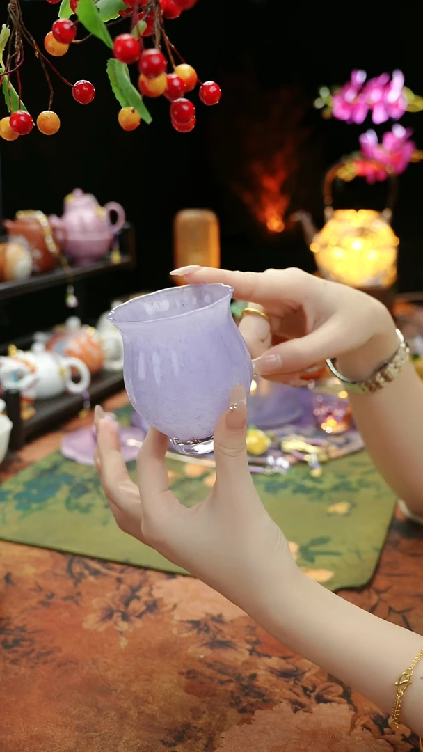 【闪购商品】紫色水晶琉璃水仙主人杯110cc