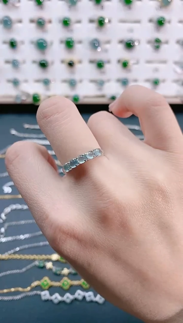 【闪购商品】翡翠戒指银S925镶嵌天然翡翠