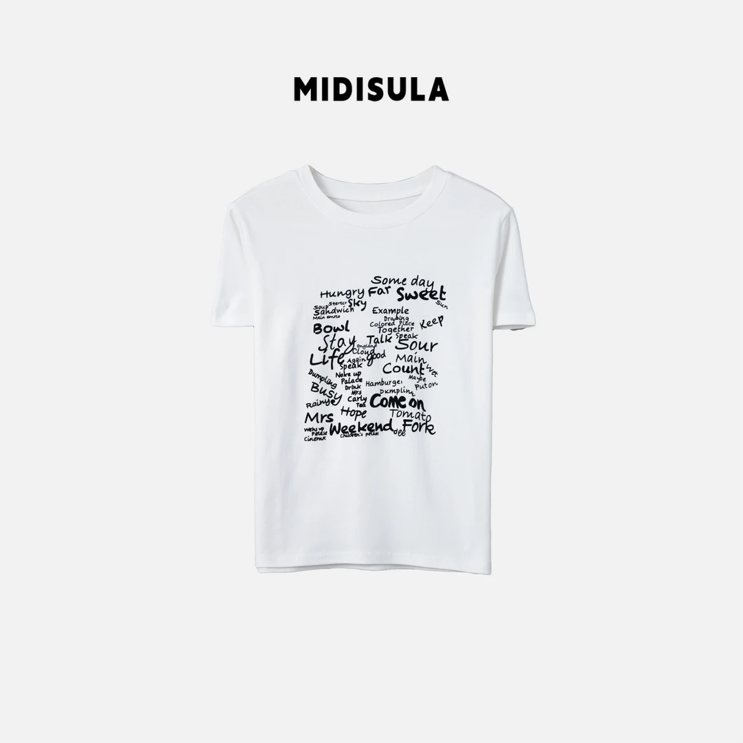 【H.MDSL】常规东大门春夏户外简单基础款字母印花T恤#0332