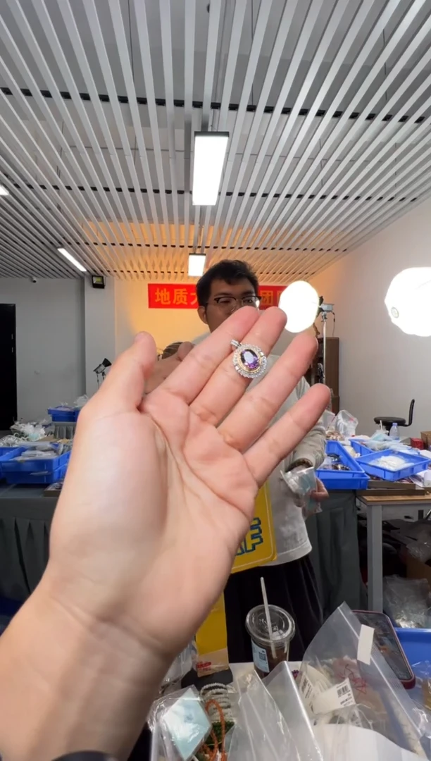 吊坠(不含链)银S925镶嵌紫晶紫水晶椭圆切割约7*9mmS925银吊坠