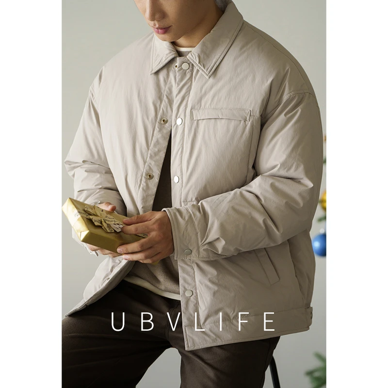 美式复古90%鸭绒经典翻领外套男士2025冬季保暖加厚短款羽绒服