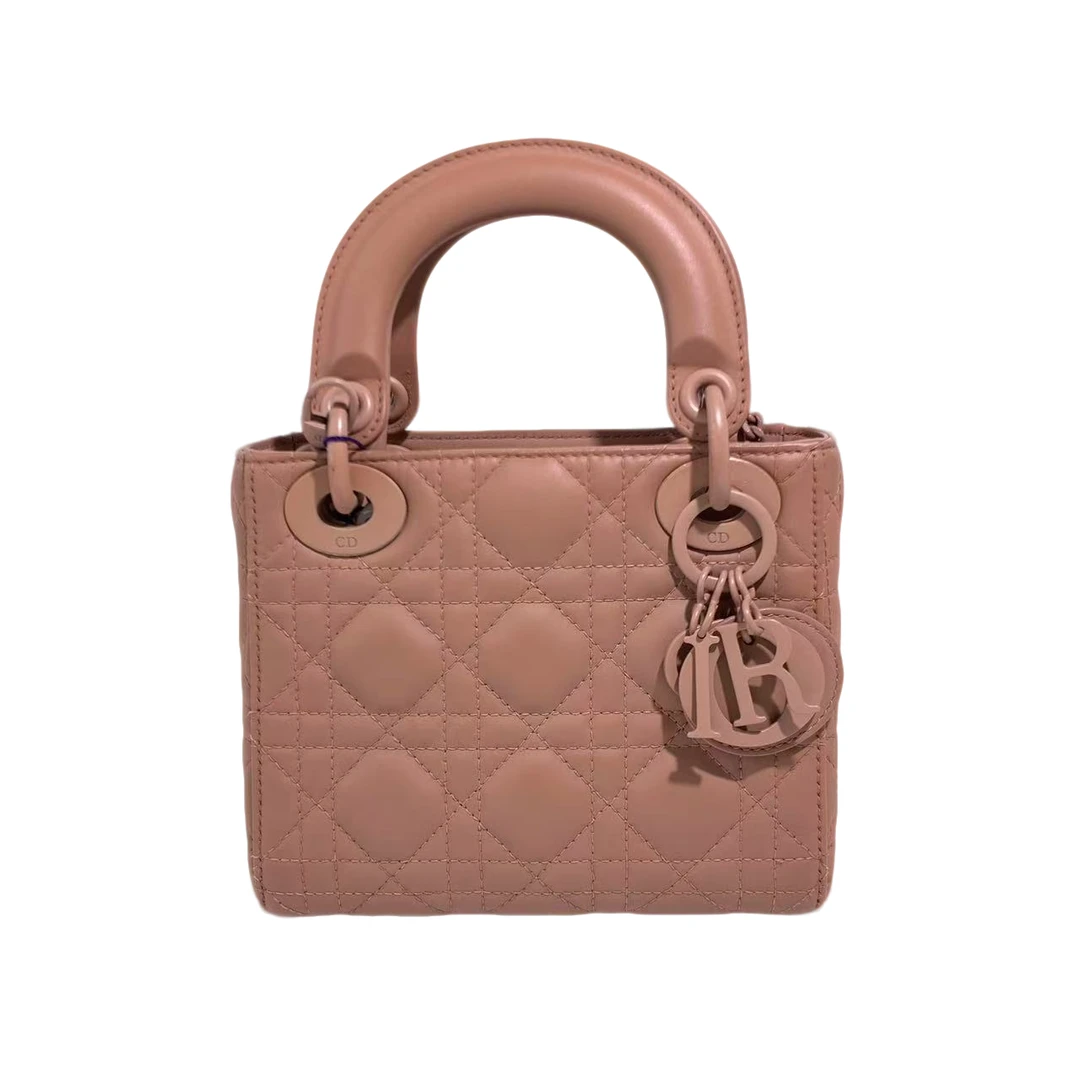 99新 DIOR/迪奥 磨砂奶茶三格戴妃包