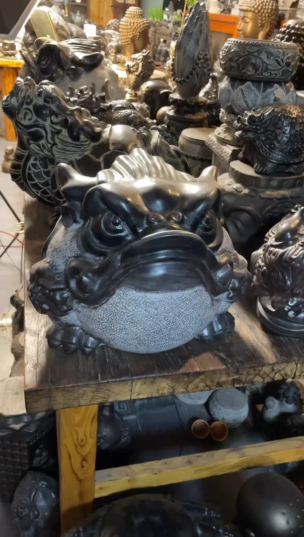 石材40金蟾天然青石雕刻