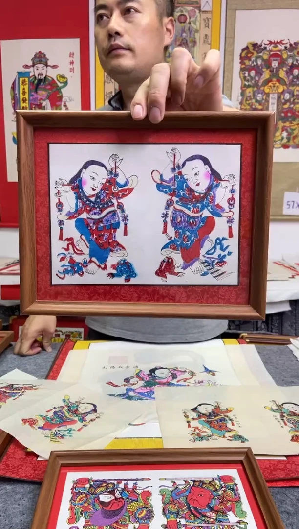 哒***殴年画社画心老画刘海戏金蟾一对手工制作精品