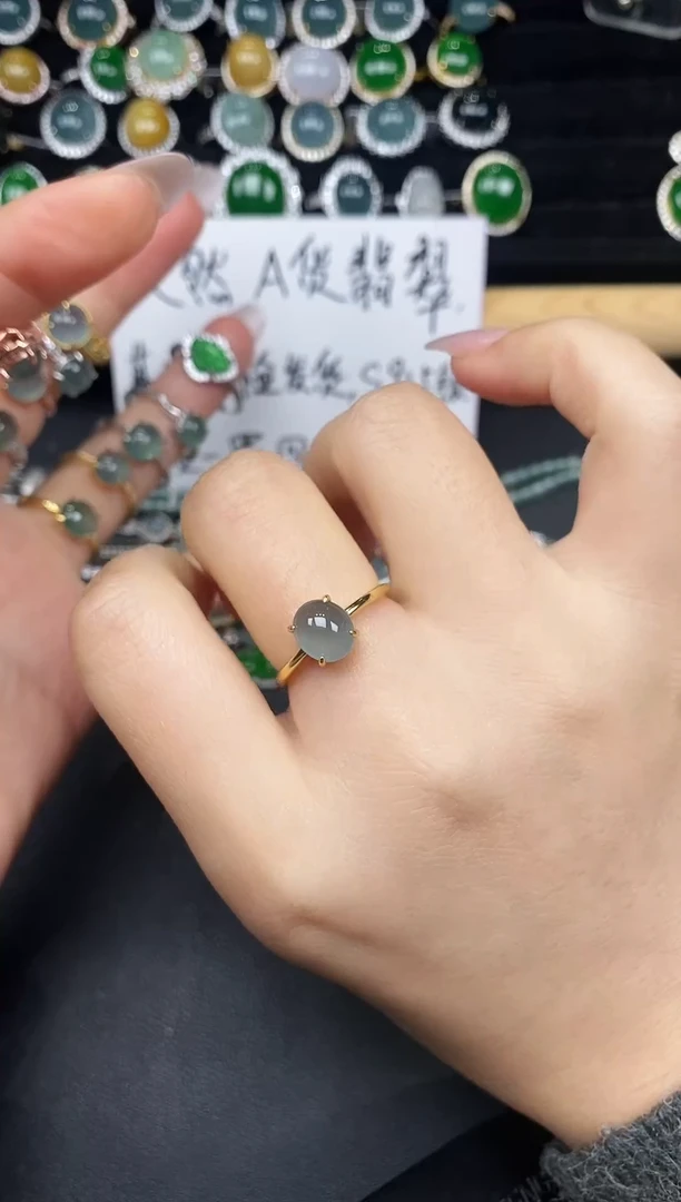 银S925镶嵌戒指翡翠38538