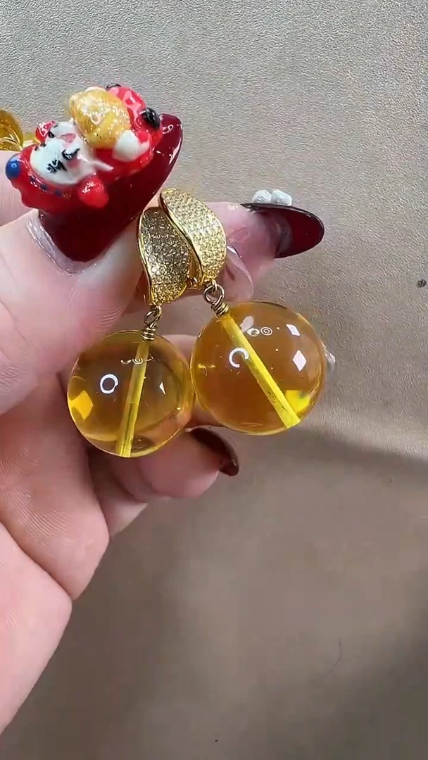 【闪购商品】琥珀耳饰未镶嵌耳环