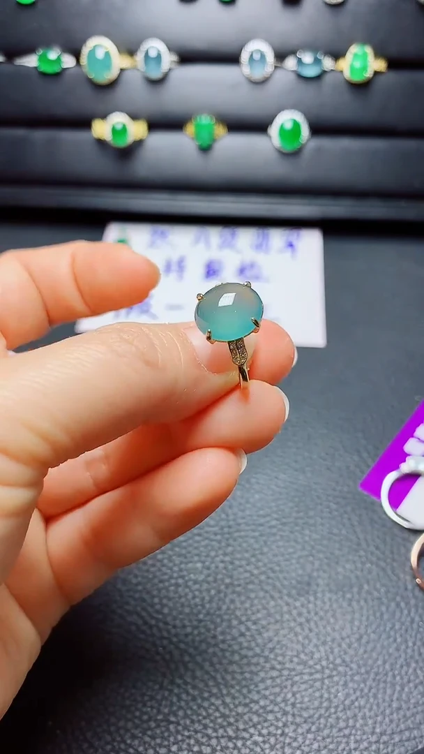 银S925镶嵌戒指翡翠   天然翡翠A货s925银镶