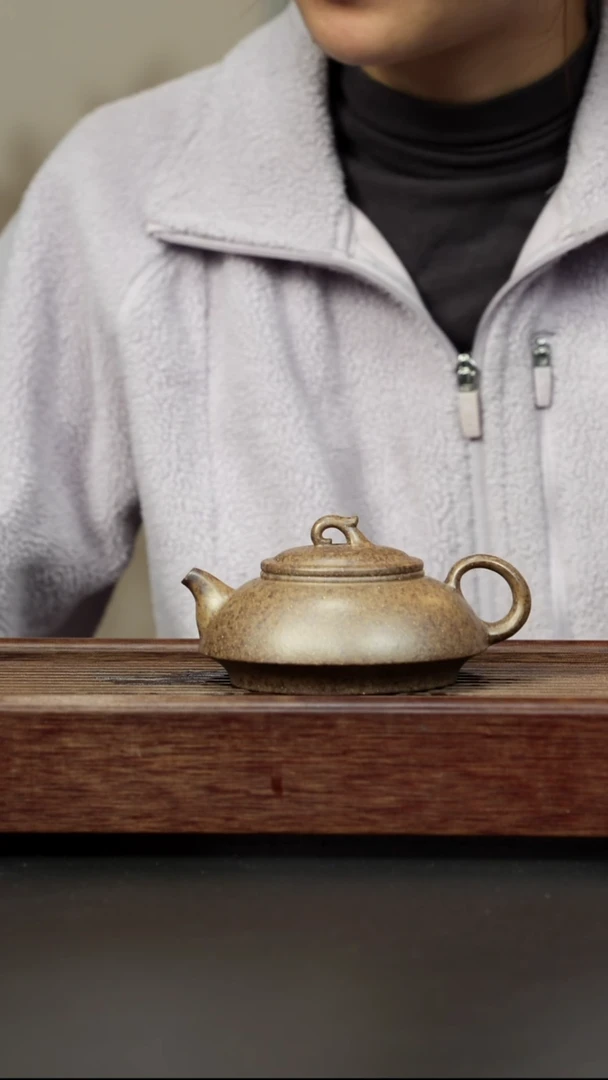 紫砂茶壶本绿柴烧 龙瓢