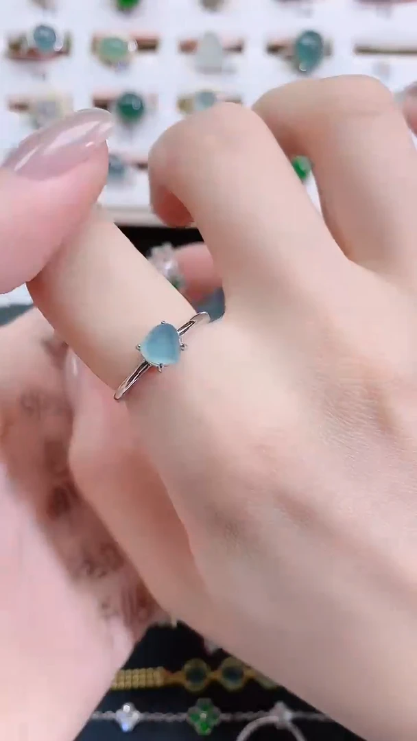 银S925镶嵌戒指翡翠天然翡翠