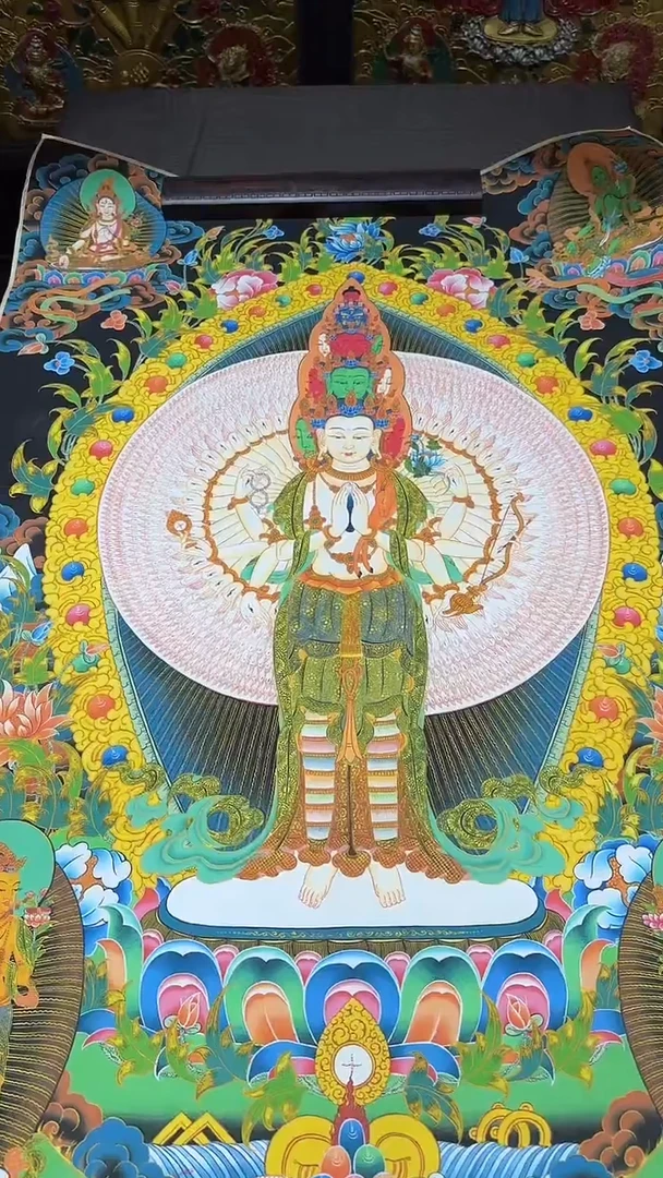 卷轴画【主播精品】高端卷轴画——唐卡AA20千手观音