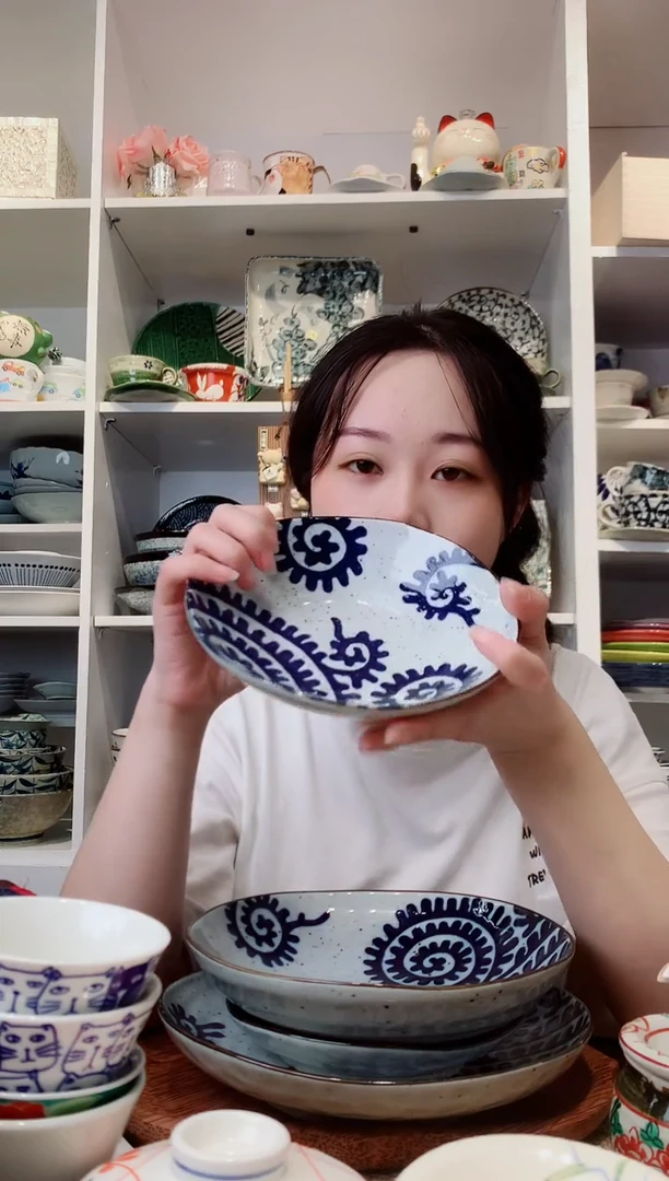 陶瓷【到手两支】章鱼唐草小深盘17cm