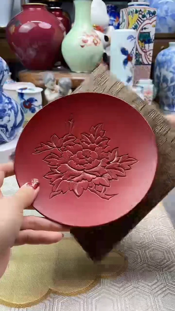【闪购商品】盘村上堆朱盘一个