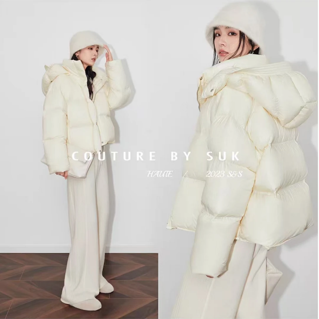 连帽大气时尚大朵绒短款羽绒服5803