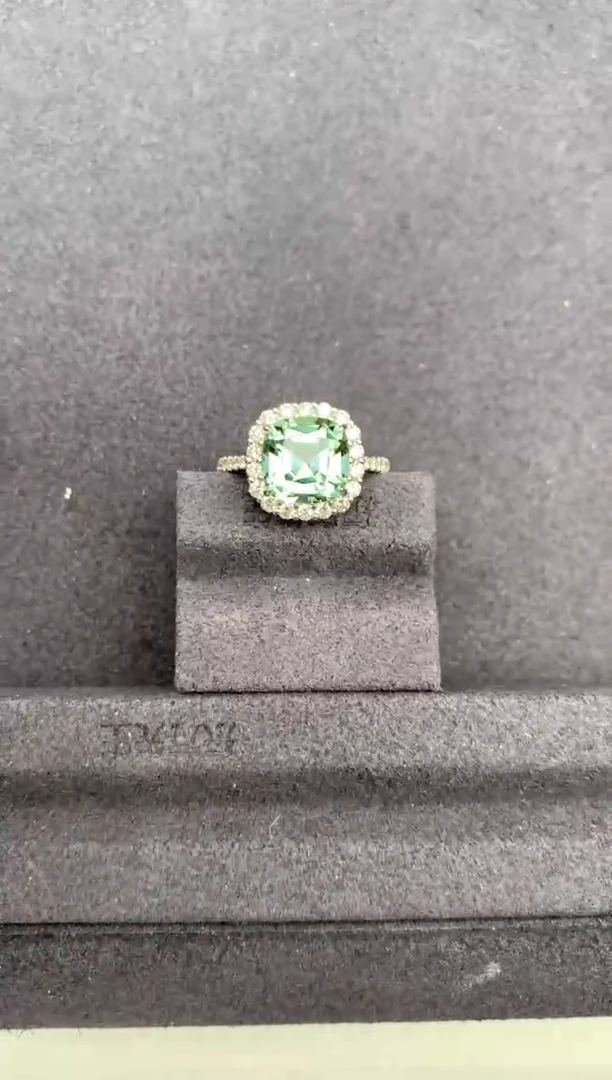 18K金镶嵌戒指碧玺3.3ct绿碧玺 GE 定制