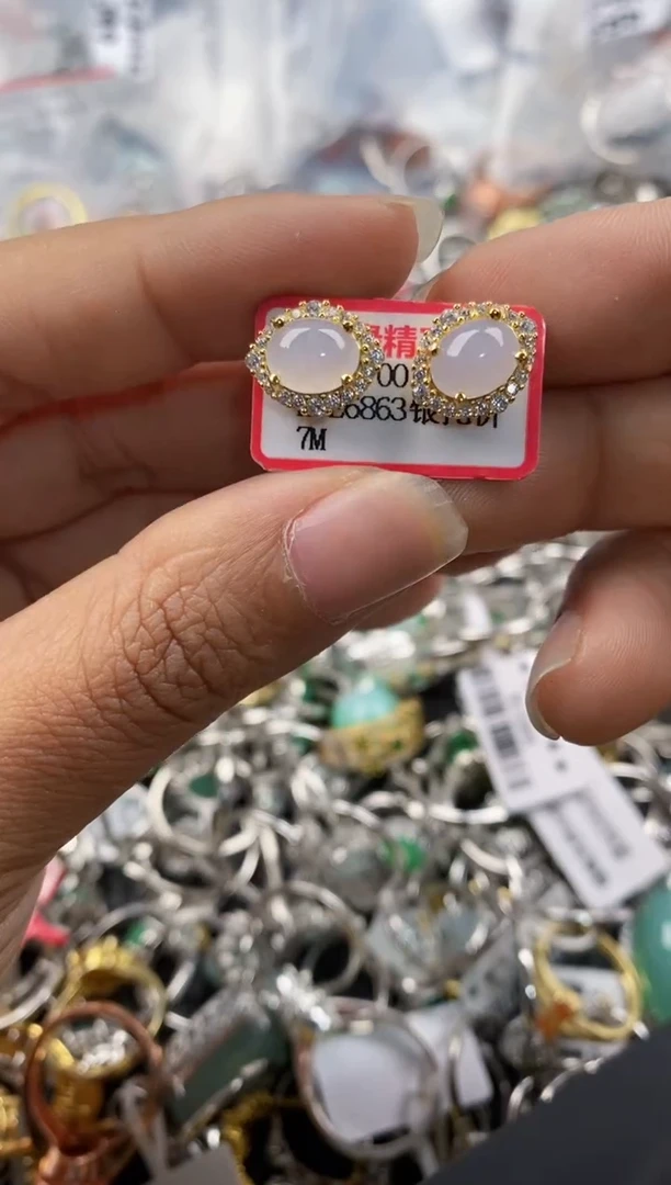 银S925镶嵌戒指翡翠999---5