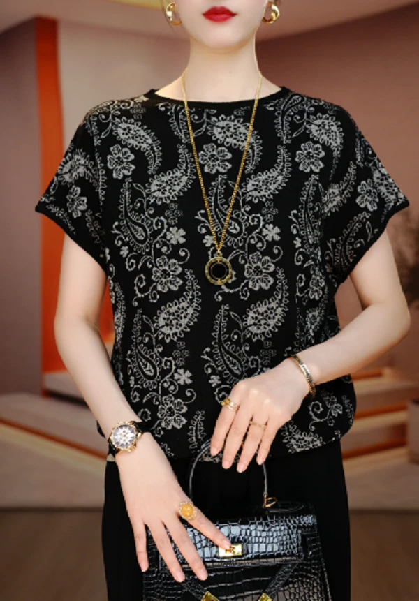 诺诗 新款夏季针织短袖上衣舒适透气气质上衣V25P449